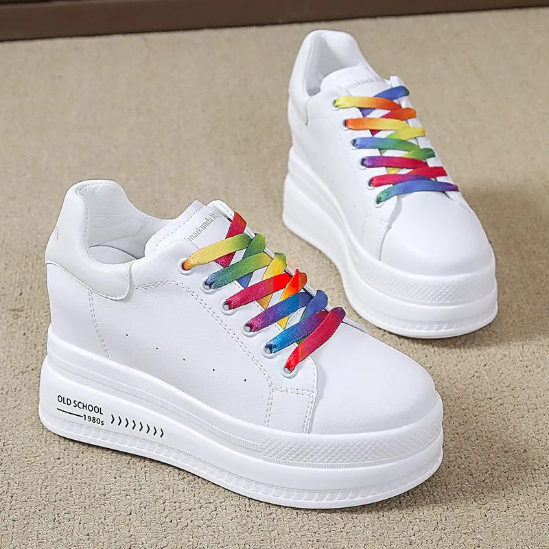 white shoes with colourful lace