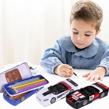 

Double-deck Kindergarten Pen Box Four Wheel Running Convertible Pen Box Pencil Case Student Sports Car Stationery Case Holder