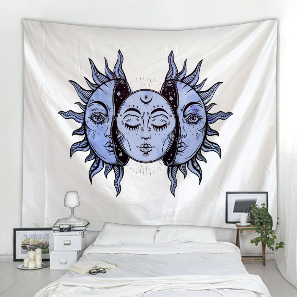 Beautiful psychedelic face printing big wall mounted hippie wall hanging bohemian tapestry mandala art decoratio tapestry decor