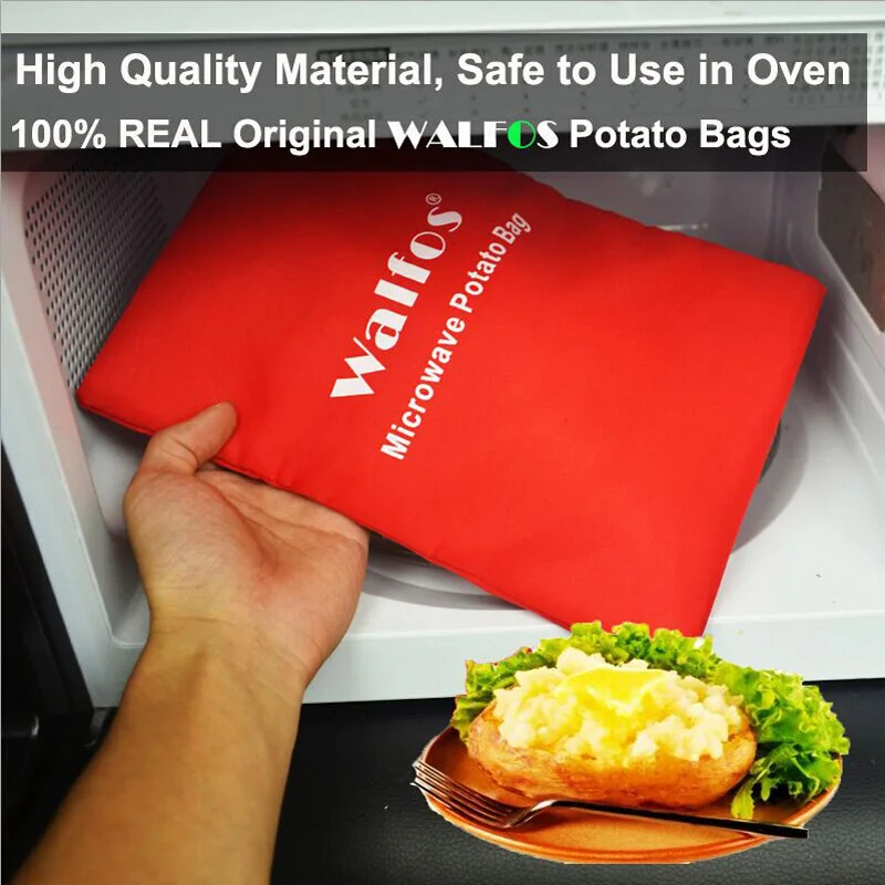 Microwave Cooking Bags WALFOS 5/10PCS Washable For Oven Quick Steam Pocket In 4 Minutes Easy Cooking