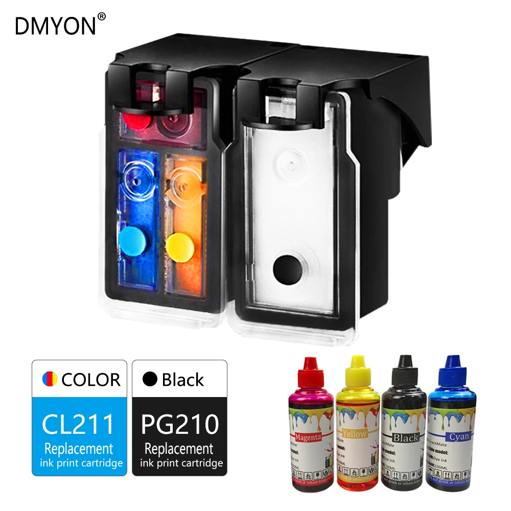 

DMYON PG210 CL211 Ink Cartridge Replacement for 210 211 for Pixma IP2700 IP2702 MP240 MP250 MP260 MP270 MP480 MP490 Printer