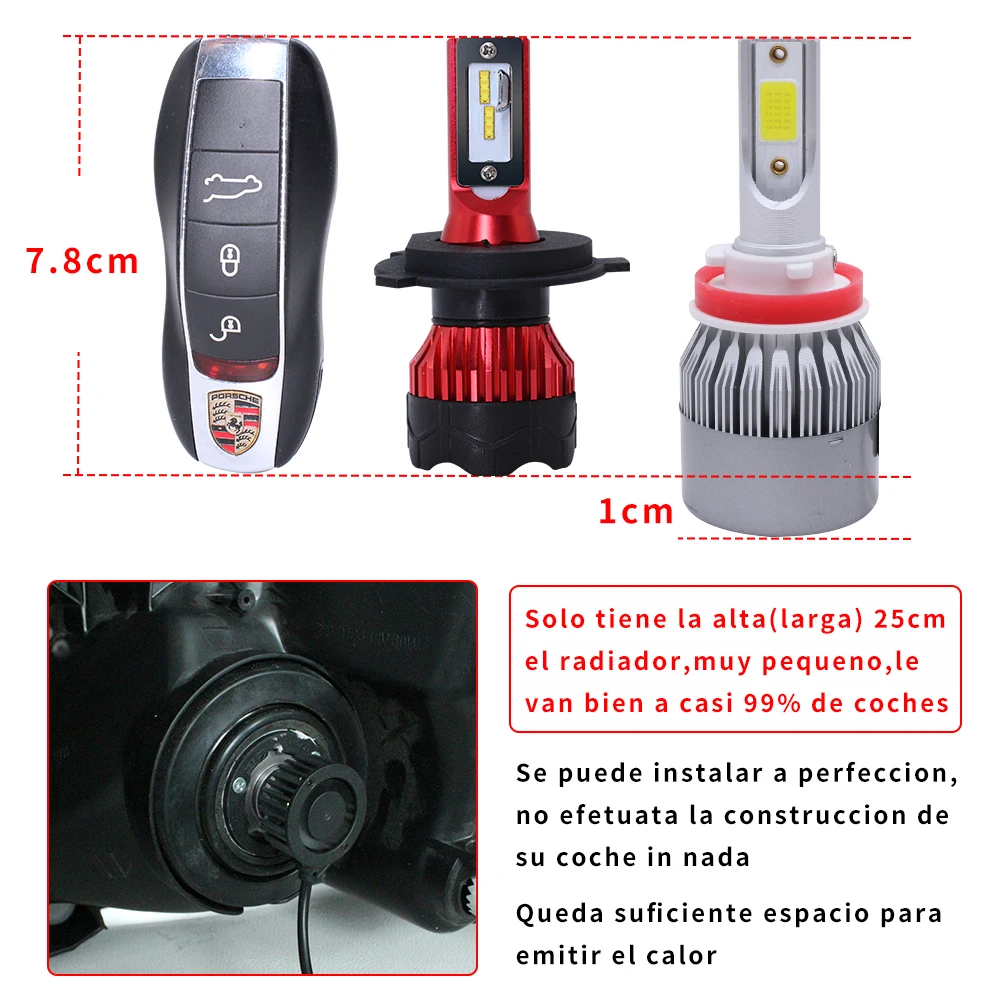Zdatt H7 светодиодный фары H4 H11 H8 фар автомобиля H1 9005 HB3 светодиодный 110 Вт 12000LM 6000K 12V Ламповые ленты для PK для авто S2 светодиодный помощи при парковке