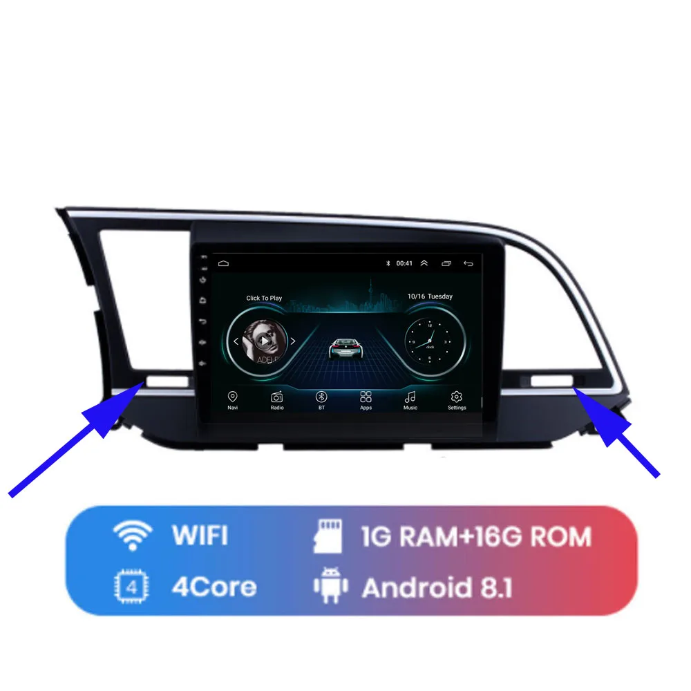 Четырехъядерный Android 8,1 для HYUNDAI ELANTRA мультимедийный стерео автомобильный dvd-плеер навигация gps радио - Цвет: 2016 2017 2018