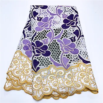 

5 yard Swiss lace fabric 2020 latest Dry lace embroidery African 100% cotton fabrics Swiss voile lace popular Dubai style 2L9193