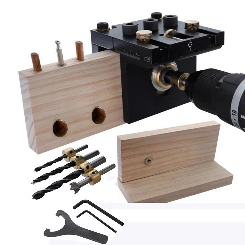 3 in 1 Woodworking Doweling Jig Kit With Positioning Clip Adjustable