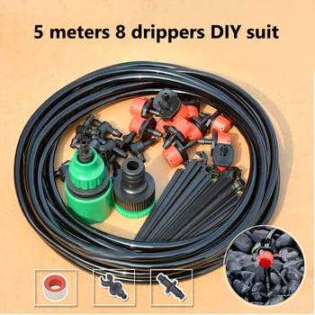 

5-8M DIY Automatic Drip Irrigation System Watering Garden Hose Micro Drip Watering Kits with Adjustable Drippers