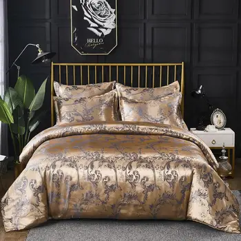 

38 Duvet Cover & Pillow Shams Set Luxury Jacquard Pattern Silky Fabric 8 Size Single Double Full Queen King Size 200*200 240/220