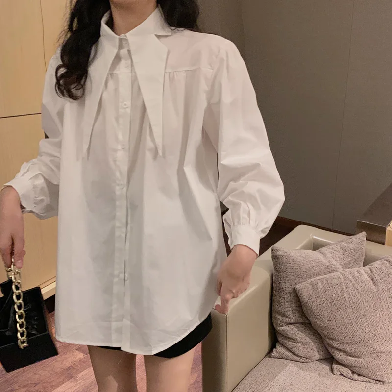 WHITNEY WANG, блузки,, Весенняя мода, уличная одежда, корейский стиль, короткая белая блузка для женщин, Blusas, Офисная Женская рубашка, Топ