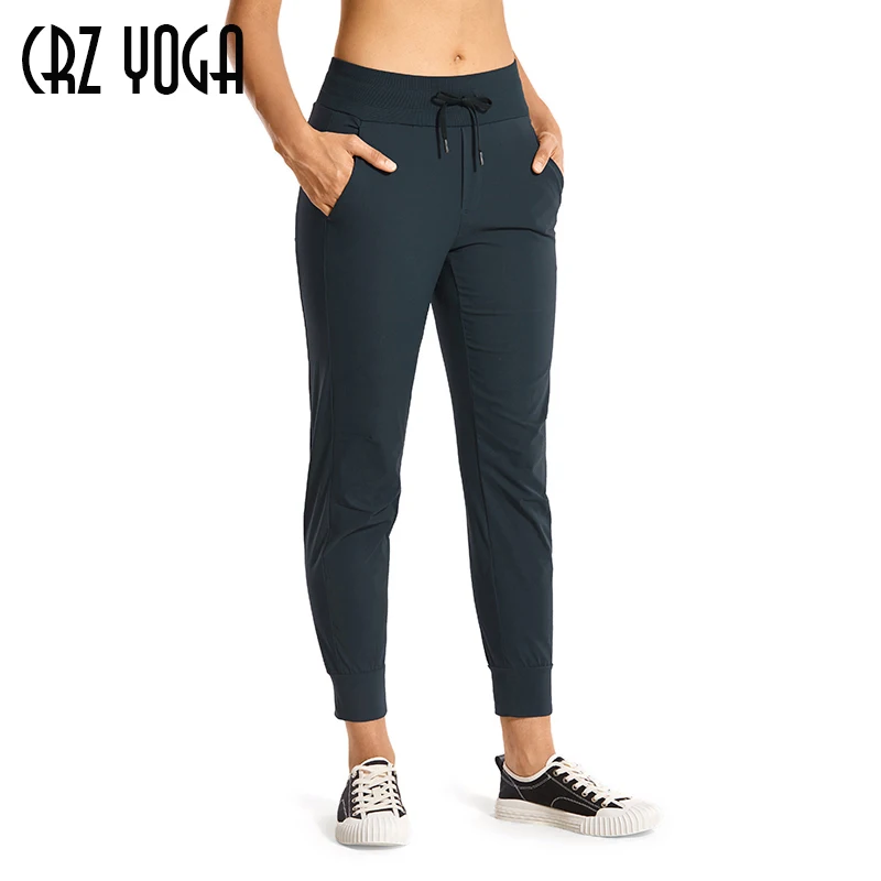 CRZ YOGA Women's Hiking Pants Lightweight Quick Dry Drawstring Joggers with Pockets Elastic Waist Travel Pull on Pants