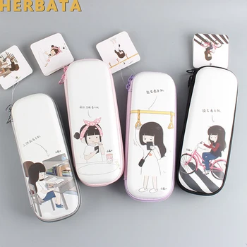 

cartoon pencil bag for girl creative zipper pencil case multifunction leather pencil pouch estojo escolar school supplies 19188