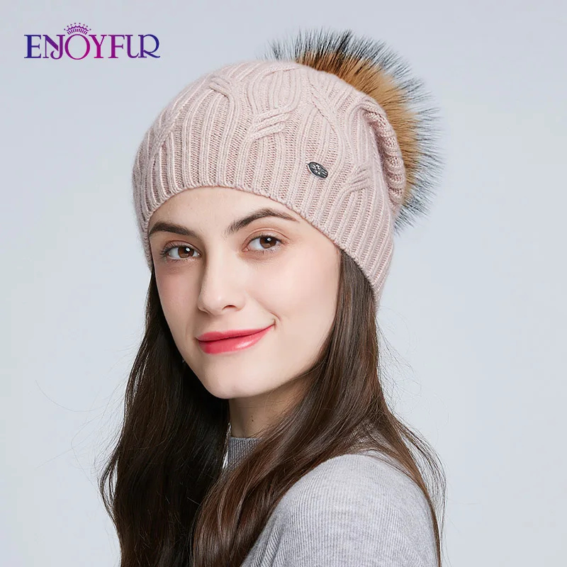Autumn Fur Pompom Beanies 