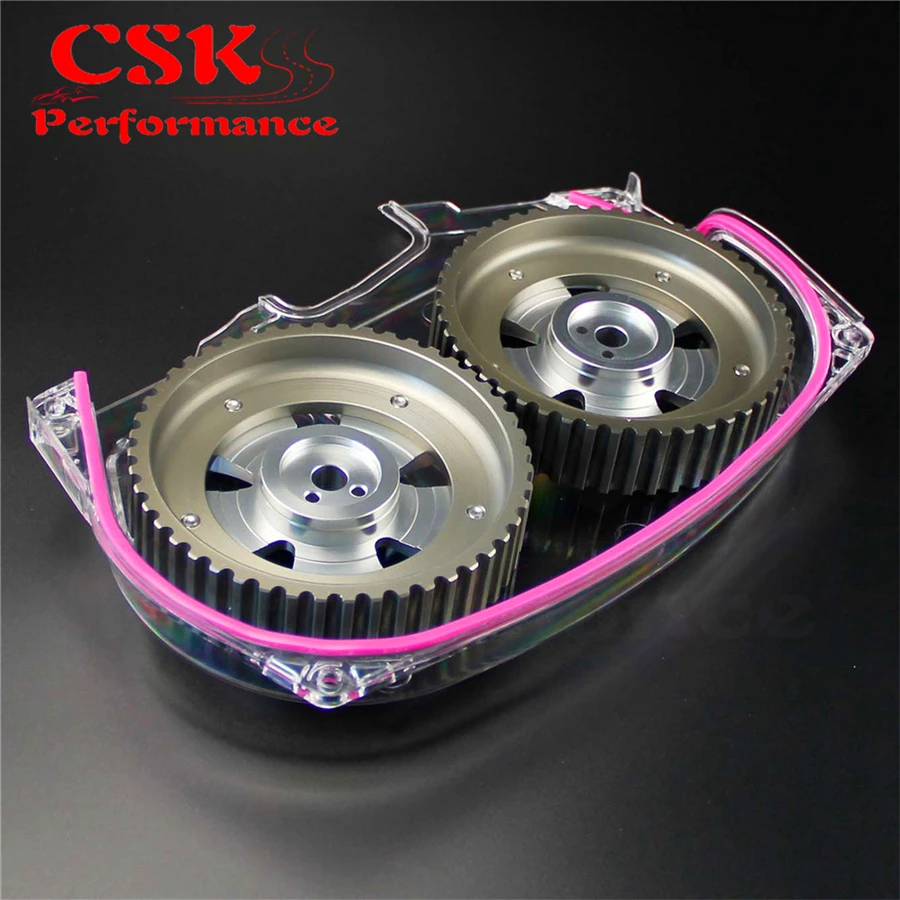 Прозрачная крышка ремня ГРМ + шкив камеры подходит для Mitsubishi Lancer EVO 9 IX 4G63|timing belt