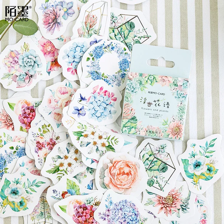 Diario japonés coreano, pegatinas de flores para diario, papelería para álbum de recortes, suministros escolares para profesores