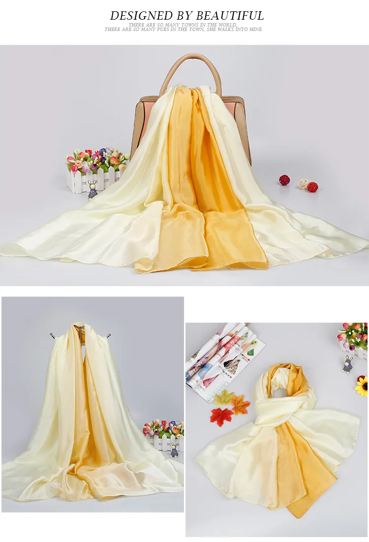Spring And Summer New Style Imitated Silk Fabric Transition Color Silk Scarves Seaside Sun-resistant Beach Towel Gradient Color