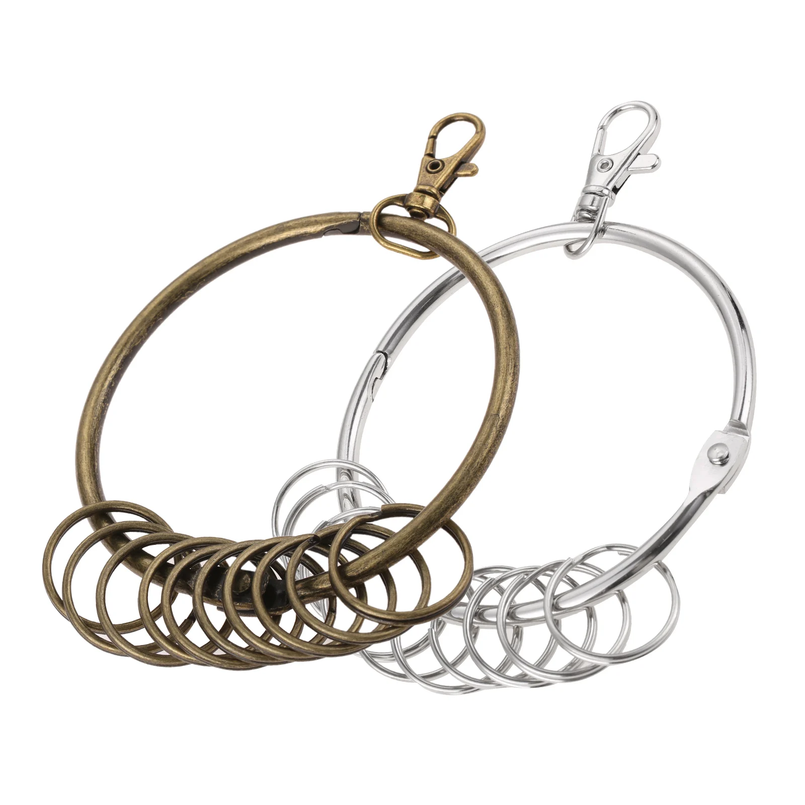 Bronze Large Round Hoop Key Ring Organizer(80mm) 10x Multi-ring Jailers Fob