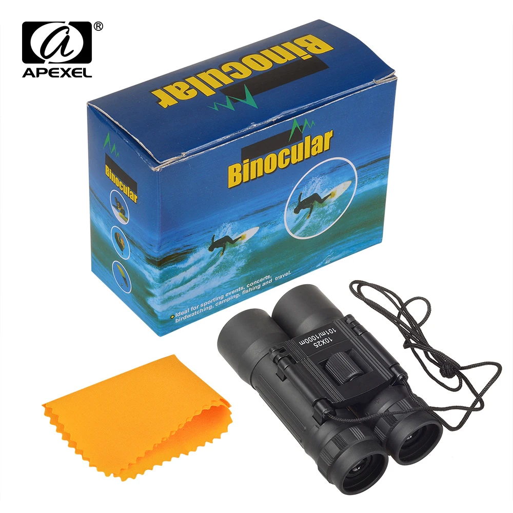 

APEXEL 10x25 HD Foldable Telescope Lens Coating 101m/1000m Long Range Compact Mini Waterproof Binocular
