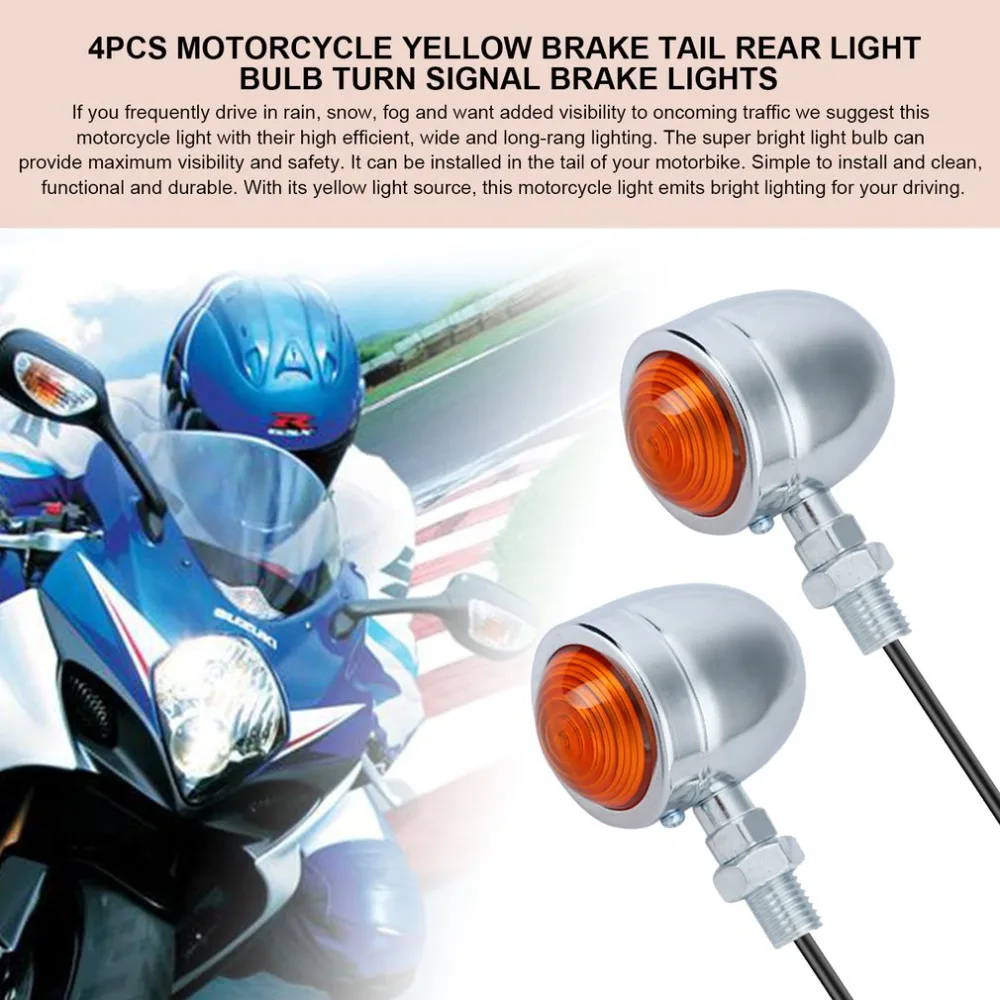 

New 4PCS Motorbike Turn Signal Brake Lights DIY Motorcycle Brake Tail Rear Light Bulb for Chopper Custom 2 Size/Color Hot Sell