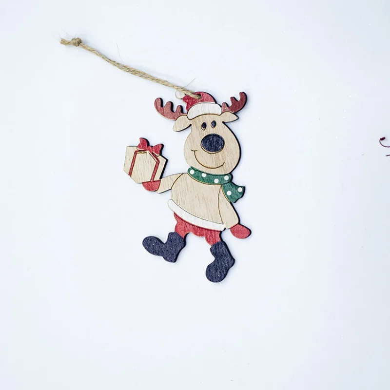Christmas Hanging Decoration DIY Hanging Decoration Wall Hanging Ornament Colorful Painted Christmas Wood Elk Xmas Tree Pendants