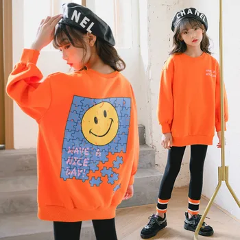 

Girls Sweatshirt Full Winter 2020 Korean New Children Clothes Thick Fleece Teen Girls Pullover Sweatshirts Fashion Print, #9144