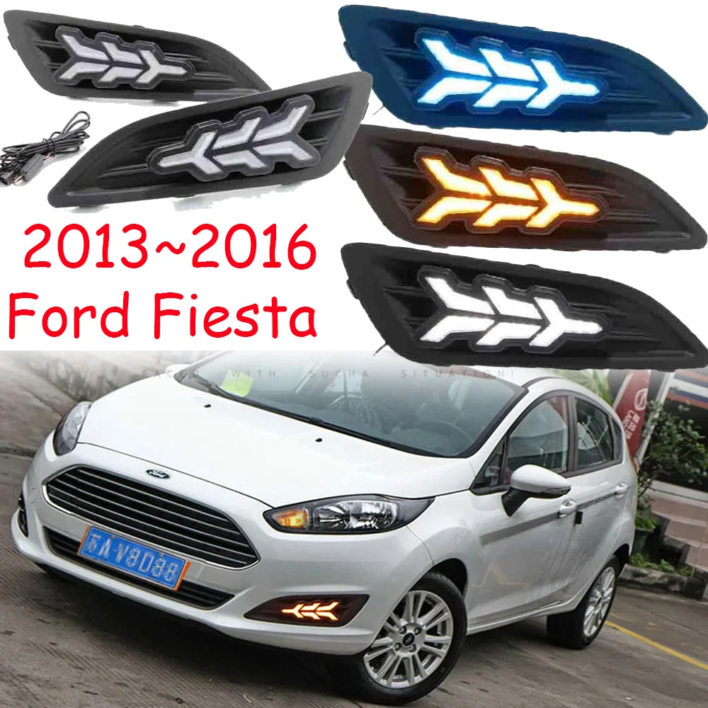 

Передний бампер автомобиля для Fiesta дневсветильник 2013 ~ 2016y DRL автомобильные аксессуары светодиодный ные фары для Fiesta противотумансветильник