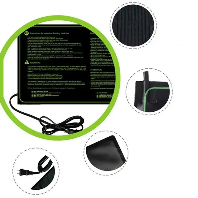 Növény Hőszőnyeg Tartós Vízálló Palánta Fűtőpad Meleg Hidroponikus Fűtőszőnyeg 52*24 Cm Met Eu/Usa/Uk Plug Standard - Image 5