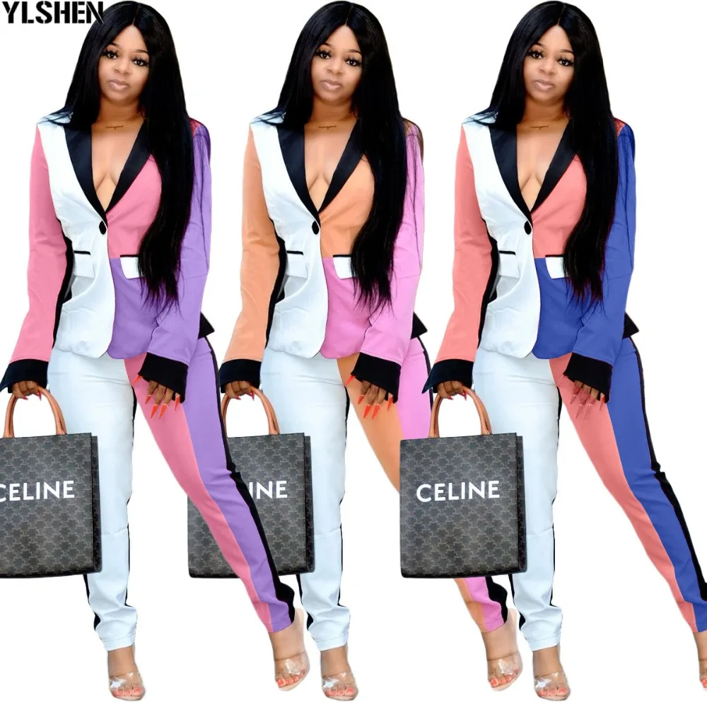 African Women Sets Print Long Sleeve Blazer Jacket Pants Suits Office Lady Elegant 2 Piece Set Business Outfits Africa Clothing 03