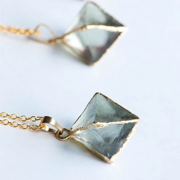 

Unique Gold Fluorite Necklaces Healing Crystal Pendant Necklace Raw Stone Jewelry Birthstone Gift