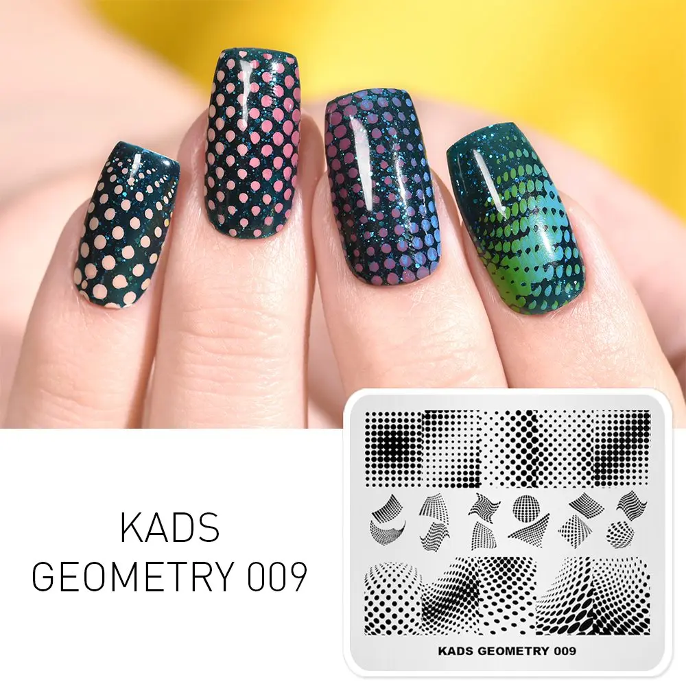 KADS пластины для штамповки ногтей 15 видов конструкций Геометрическая серия оверпринт дизайн штамп пластина для дизайна ногтей маникюрный шаблон инструменты для ногтей 3D форма - Цвет: Geometry 009
