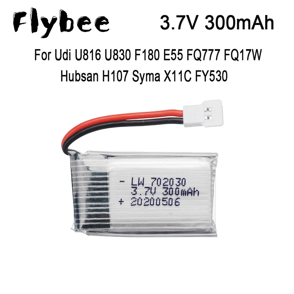 Литий-полимерный аккумулятор 3 7 в 300 мАч для Udi U816 U830 F180 E55 FQ777 FQ17W Hubsan H107 Syma X11C FY530