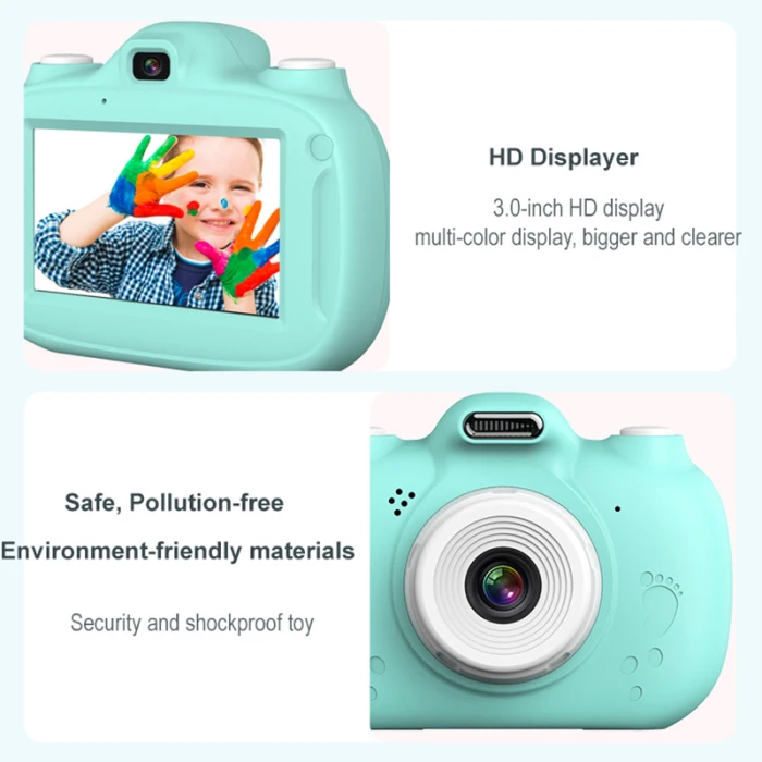 Горячая Распродажа цифровая детская камера 3 дюймов сенсорный экран двойной объектив Мультфильм фотография подарок на день рождения
