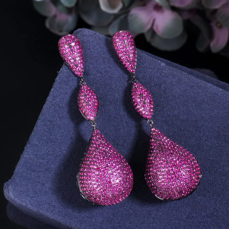 European And American Micro-Inlaid Zircon Irregular Long Earrings For Women