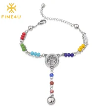 FINE4U B268 католические украшения четки Девы Марии браслет 4 мм граненые стеклянные бусы, амулеты Браслеты вера Религия Ювелирные изделия