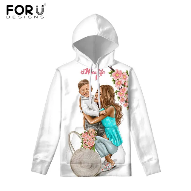 FORUDESIGNS/милая розовая толстовка с капюшоном; цвет черный, коричневый; для мамы и дочки; женские толстовки с принтом; толстовка с капюшоном; Рождественский подарок - Цвет: HMA547Z72W