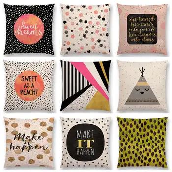 

Happy Your Love Warm Words Powerful Letters Abstract Dots Colorful Cushion Cover