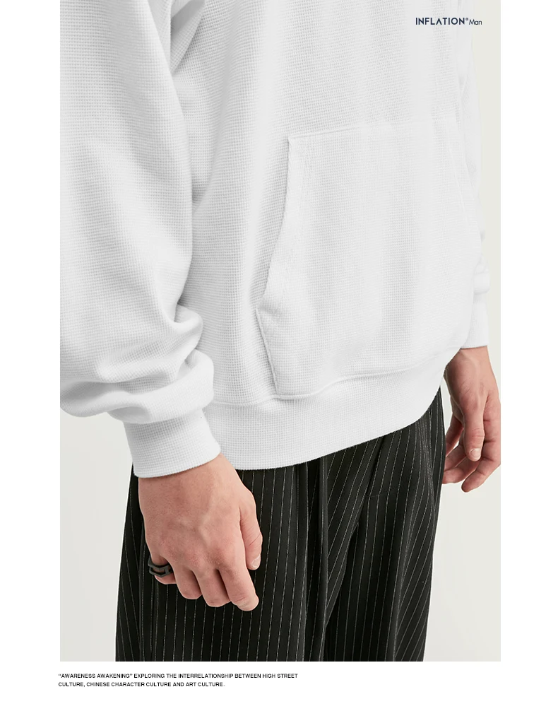 Новинка, свободная толстовка из вафельного материала, пуловер с воротником-хомутом для мужчин, осенняя тонкая мужская толстовка, чистый цвет, 9622W