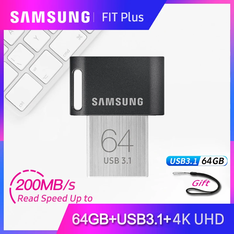 

SAMSUNG USB3.1 USB Flash Drive FIT Plus 32G 64G 128G 256G Pen Drive Tiny Memory Stick Storage Device compatible with USB 3.0/2.0