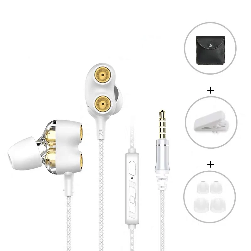 Langsdom HIFI наушники-вкладыши для игр Супер бас D2V портативные Проводные HIFI двойные колонки наушники стерео наушники с микрофоном - Цвет: Белый