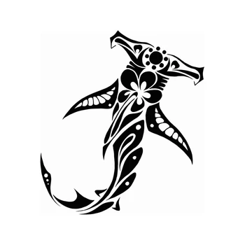 

Dawasaru Tribal Shark with Hibiscus Car Sticker Waterproof Decal Laptop Suitcase Truck Motorcycle Auto Accessories PVC,15cm*13cm