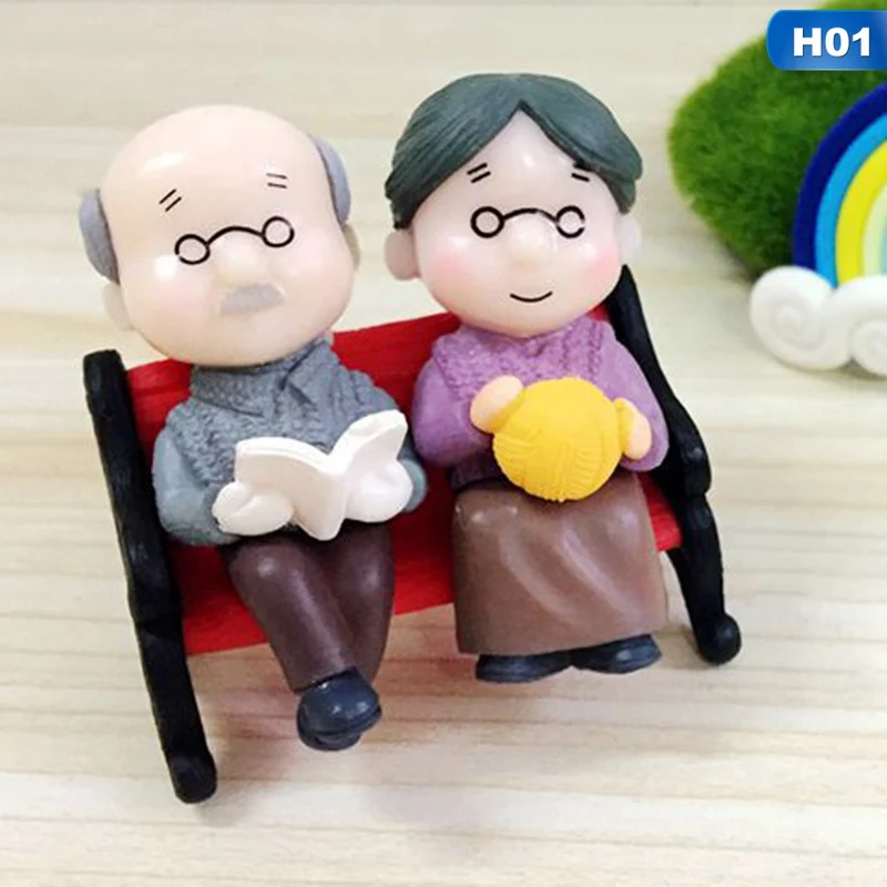 3 шт./компл. старая пара мини-Сказочный Сад кукла с узором подарок для пары фигурки, миниатюры фигурки стул книга дедушка