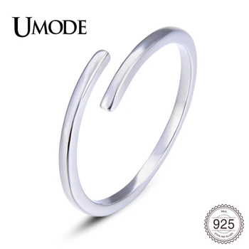 

UMODE New Fashion 925 Sterling Silver Simple Open Rings for Women Silver Adjustable Bypass Ring Fine Jewelry Gift Bijoux ALR0819