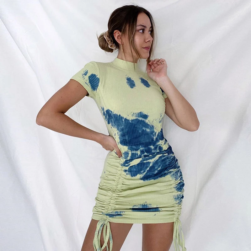 Элегантное платье с бахромой Tie Dye женская летняя повседневная Уличная одежда