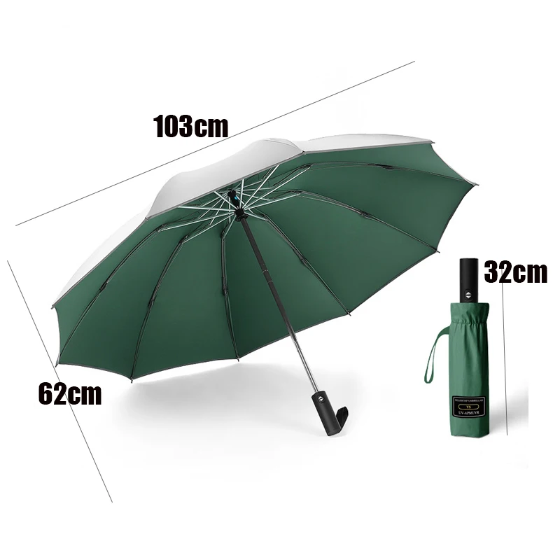 UV Protection umbrella windproof travel Ten Bone Vinyl compact folding reverse umbrella,for men and women Dual-Use Double