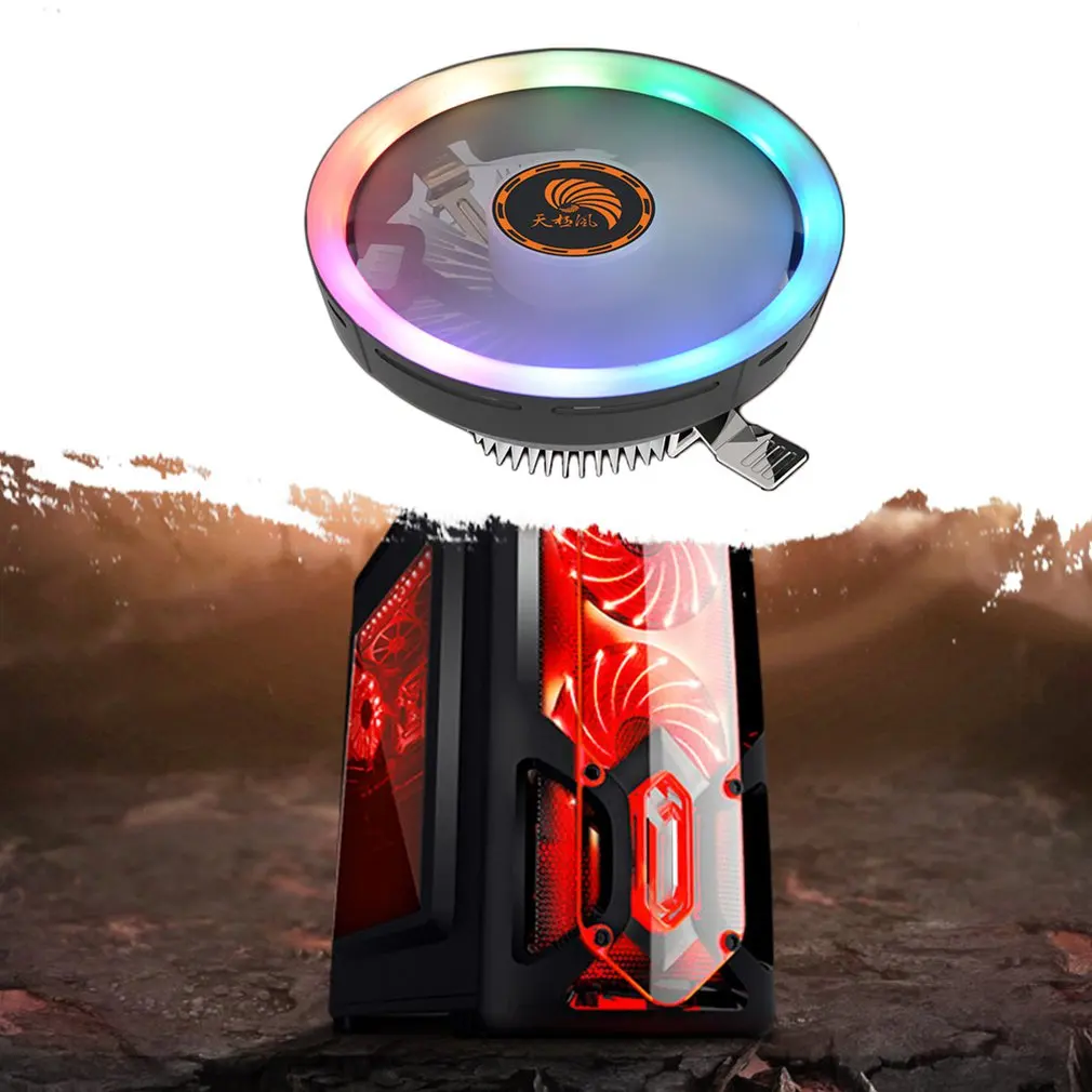 

Aluminum Super Quiet Computer PC Silent Cooler LED Aperture CPU Cooling Fan Hydraulic Bearing Heat Sink Radiator