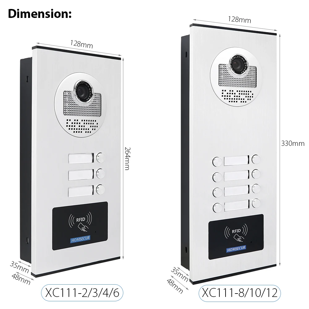 HOMSECUR 530C/XC111-2/3/4/6/8/10/12 открытый камеры ИК Ночное видение RFID разблокировки для мульти-квартиры видео-дверной звонок Домофон Системы