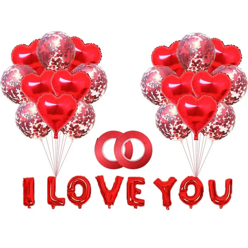 Воздушные шары I LOVE YOU комбинированный шар с конфетти на день рождения украшения