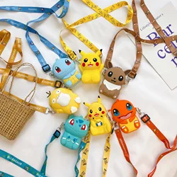 Sac à bandoulière Pikachu en Silicone, mignon porte monnaie Pokemon, personnage de dessin animé Kawaii, mode, jouets pour enfants, cadeaux 