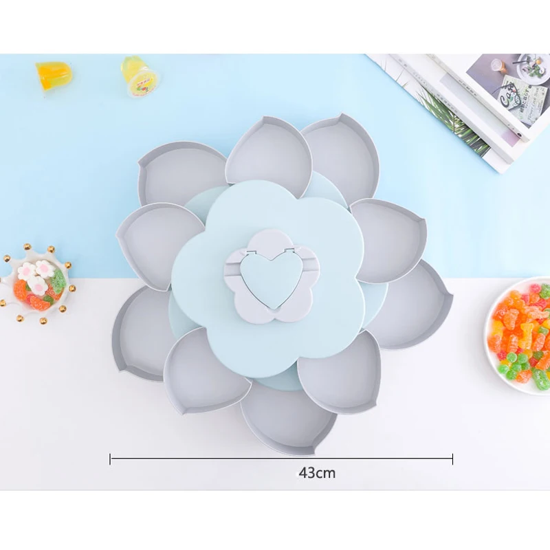 

Double Layer Fruit Bowl Petal Form Tray Dish Plate Appetizer Kitchen Tray J99Store