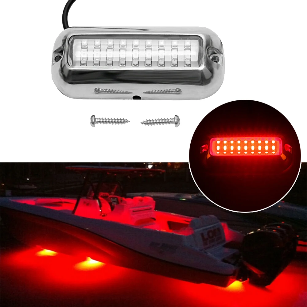Красный 27LED подводный катер/морской транцевый свет 316 из нержавеющей стали Понтон