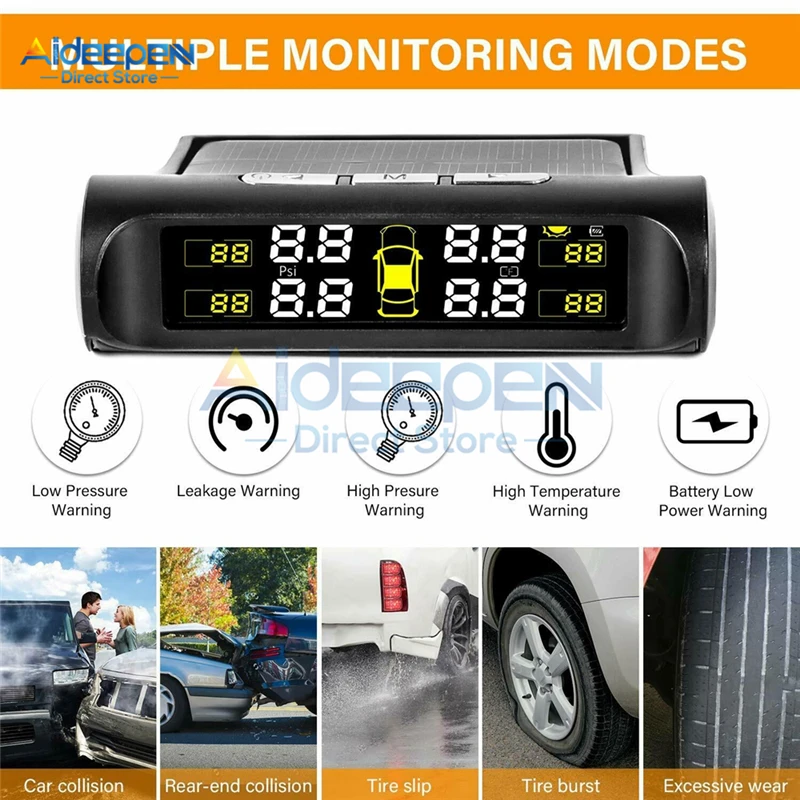 Солнечная энергия/usb зарядка TPMS автомобильная система контроля давления в шинах с ЖК-цифровым дисплеем датчик давления в шинах Автосигнализация инструмент