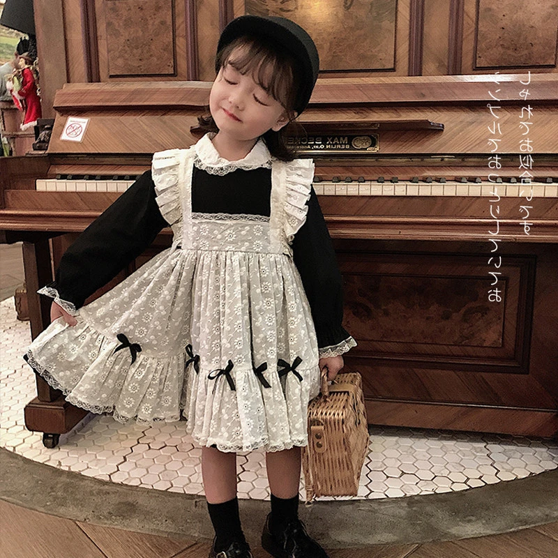 Vestido de Lolita real para niña, vestido de princesa de con volantes, de manga larga con lazo, Boutique, primavera y otoño|Vestidos| - AliExpress